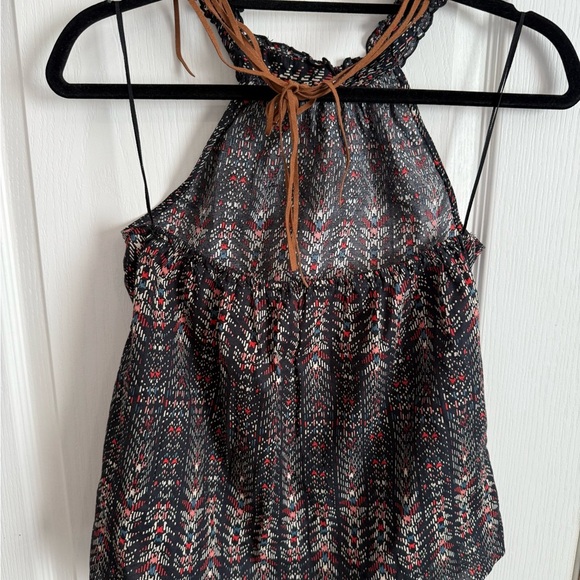 Zara Black and Red Patterned Halter Blouse - Picture 2 of 3